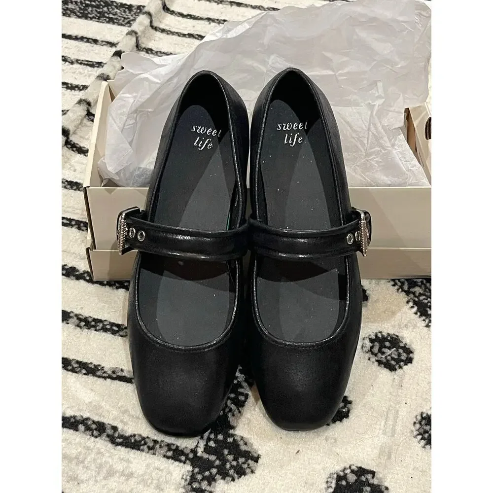 NIB Sweet Life Black Ballet Flats Shoes Size 9 - Picture 2 of 8